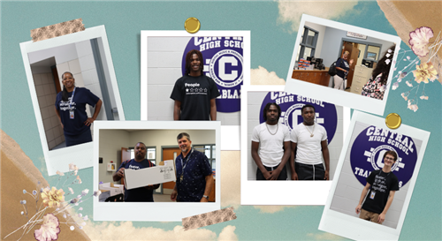 Staff and students on the first day of school